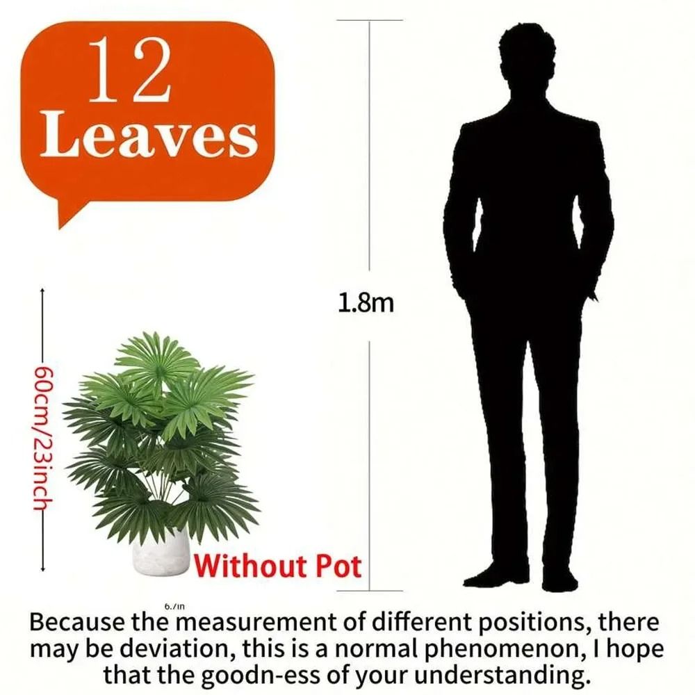 Artificial Palm Plant Large Tropical Fan Leaf Decor for Indoor Home Styling