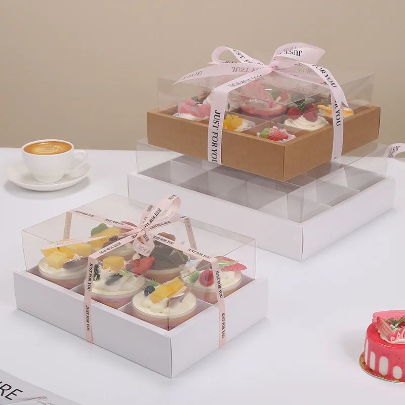 Transparent Cupcake Carrier Box with Insert, 6/9/12-Hole Clear Cupcake Container for Safe Transport