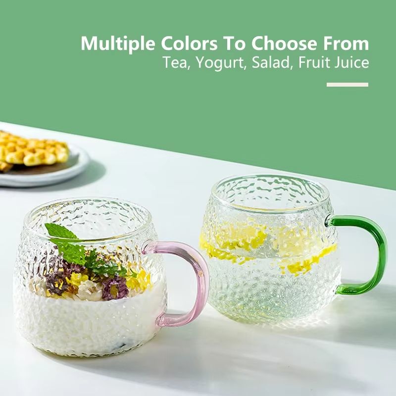 13.53 fl oz Hammer Pattern Heat Resistant Glass Coffee Mug with Handle