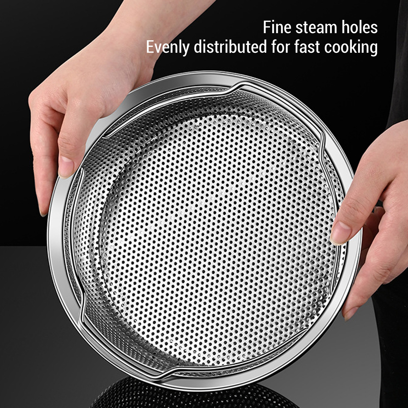 Stainless Steel Steam Basket with Foldable Handle Perfect for Rice Cookers, Ovens, and Fryers