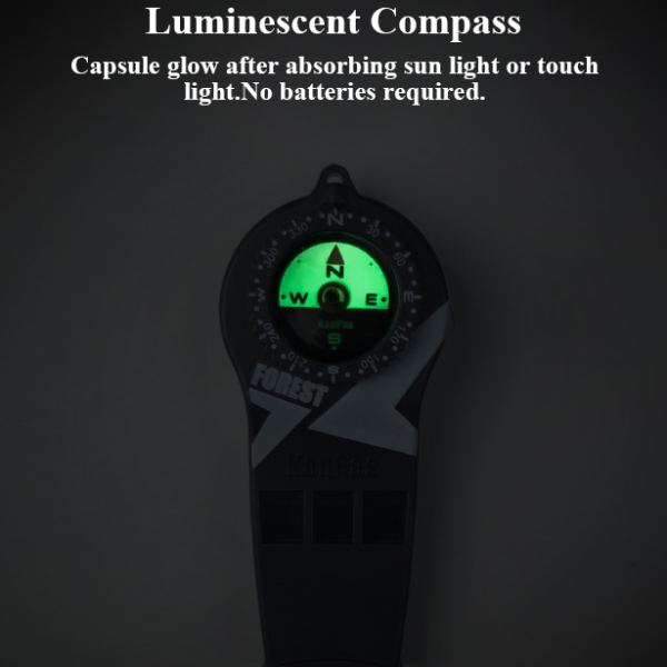 Survival Whistle with Compass & Magnifier  Luminous Safety Whistle for Hiking, Emergency, and Hunting