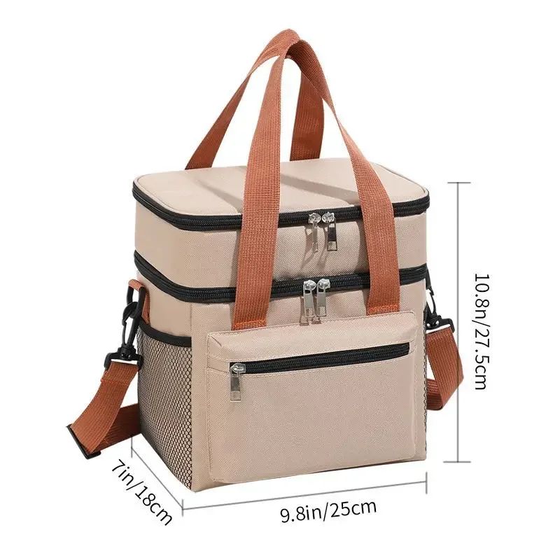 Double Layer Large Capacity Thermal Lunch Bag