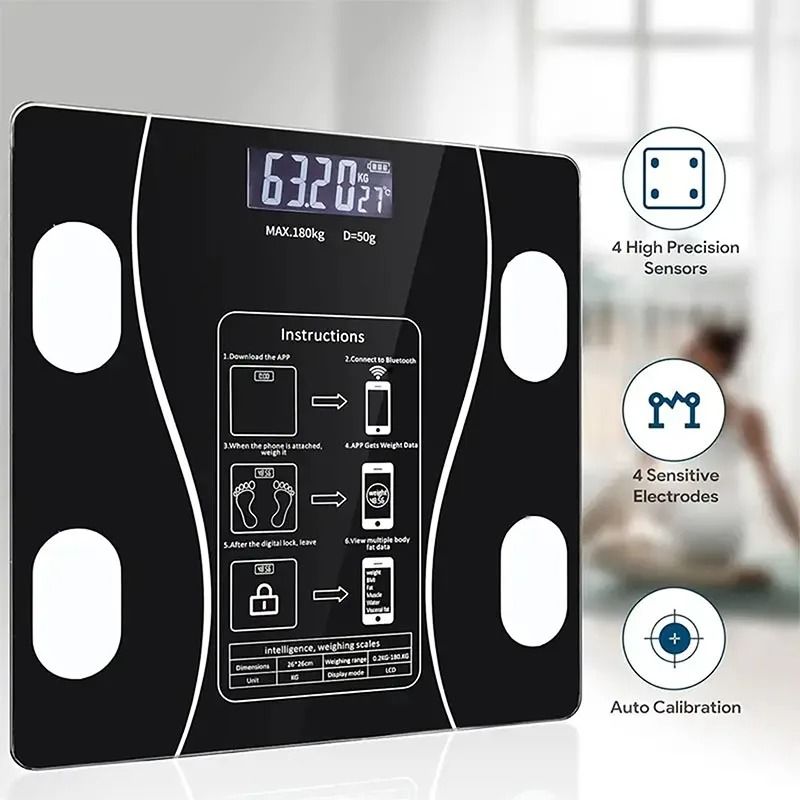 Smart Bluetooth Body Fat Scale with LED Digital Display and Mobile App Synchronization
