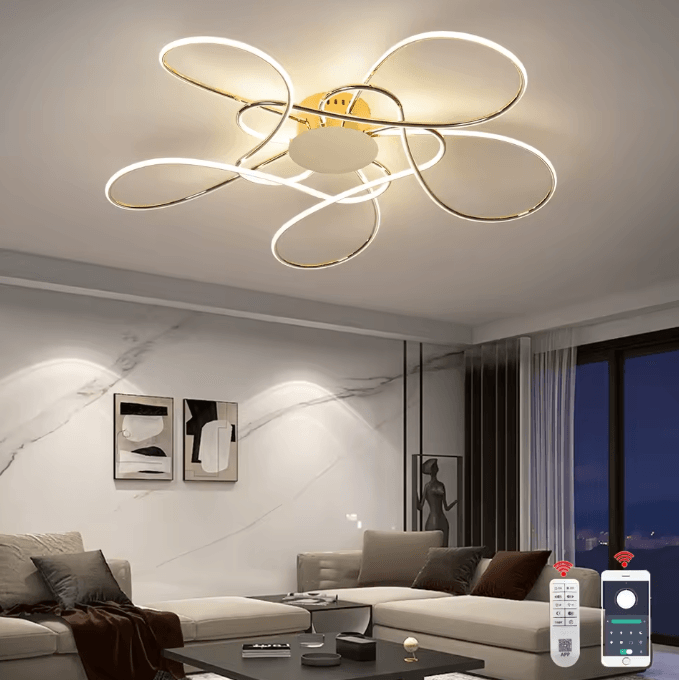 Modern Gold Chrome LED Chandelier – Luxury Minimalist Ceiling Light Fixture for Living Room & Bedroom