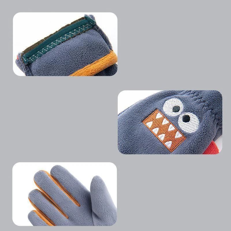 Cute Kids Winter Gloves Cartoon Polar Fleece Warm Cycling Gloves