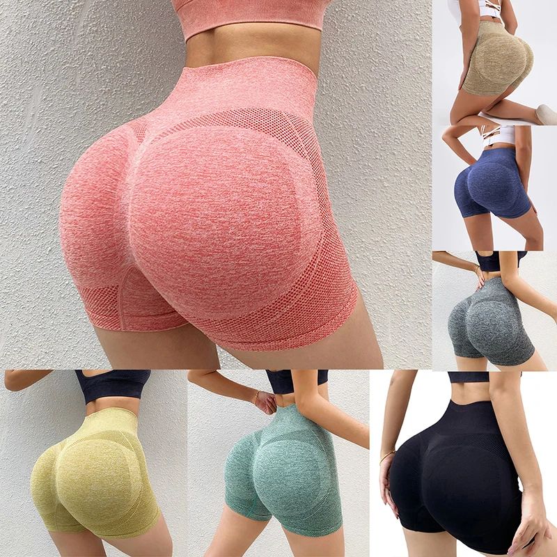 High-Waist Push-Up Gym Shorts for Women – Sculpting Yoga & Cycling Fitness Shorts