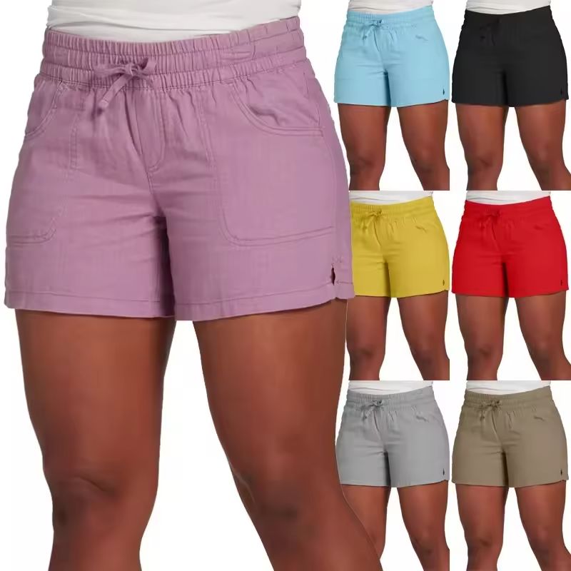 Womens Casual Summer Shorts Elastic Waist Lace Up Design
