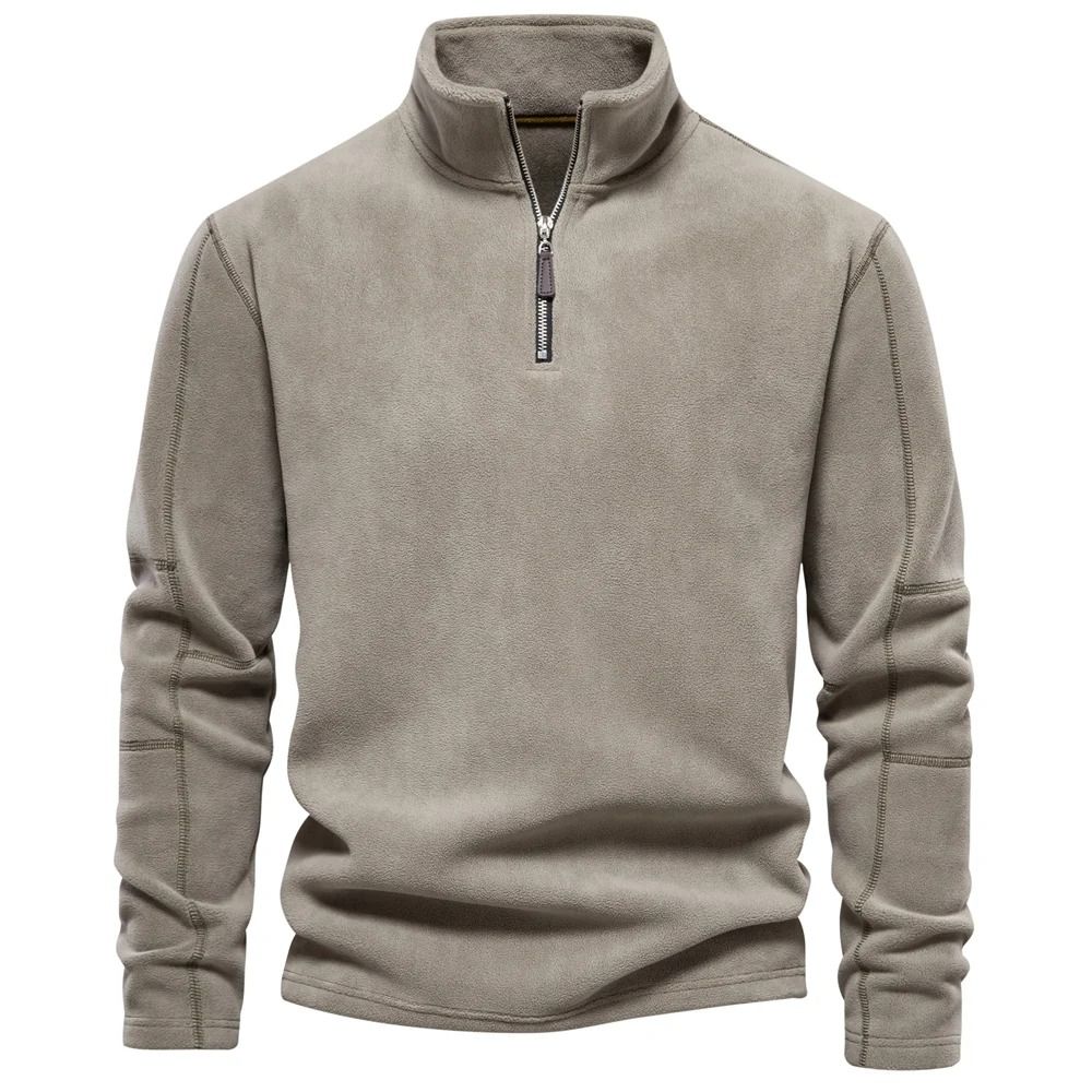 Quality Thickened Warm Fleece Jacket – Mens Zipper Neck Soft Shell Pullover