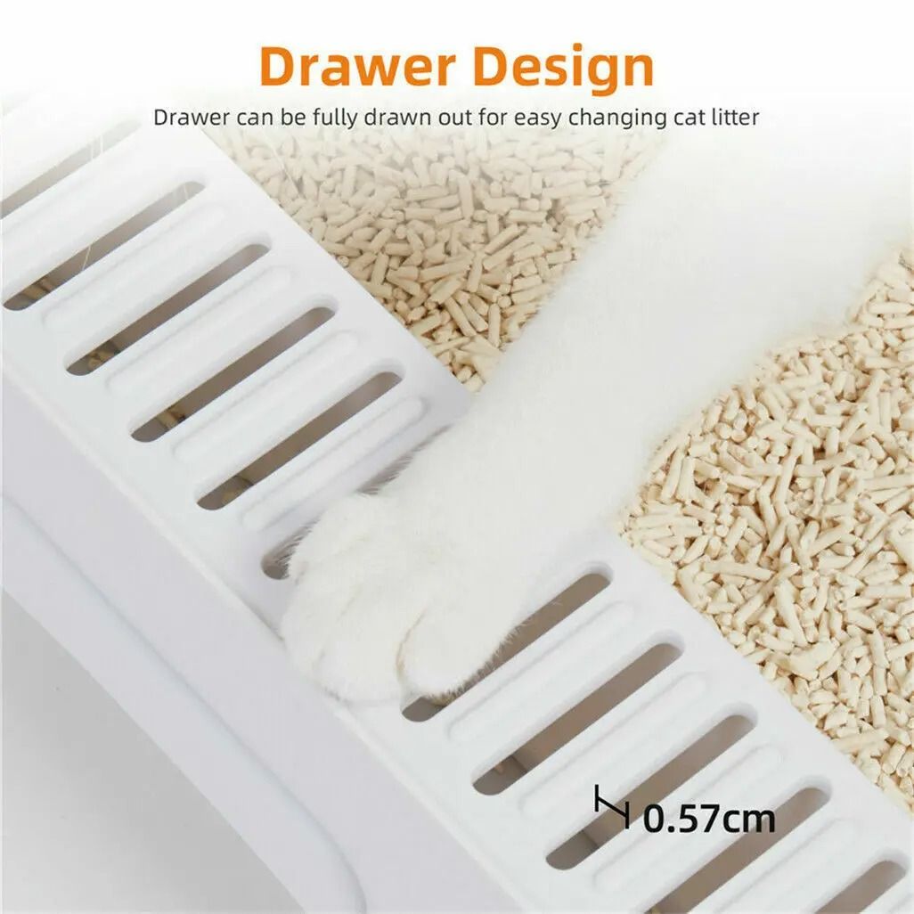 Foldable Enclosed Cat Litter Box with Sifting Drawer Front and Top Entry