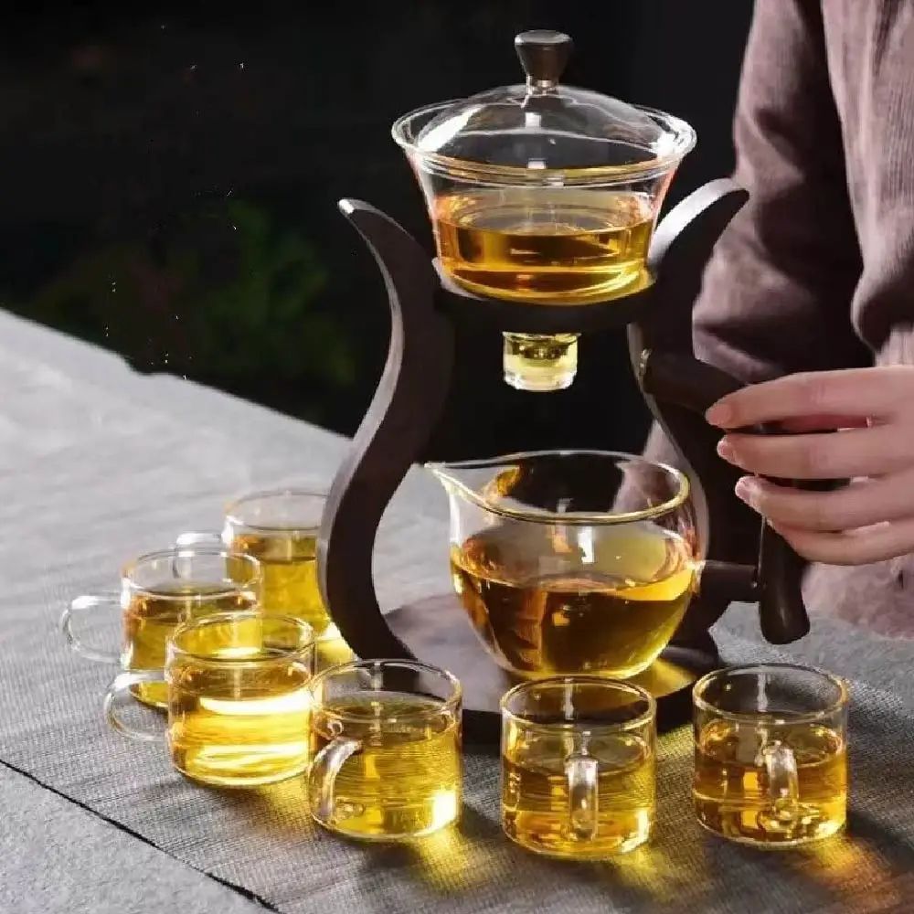 Magnetic Flow Lazy Kung Fu Glass Teapot Set