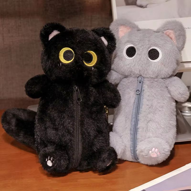 Siamese Cat Plush Pencil Case Large Capacity Stationery Bag