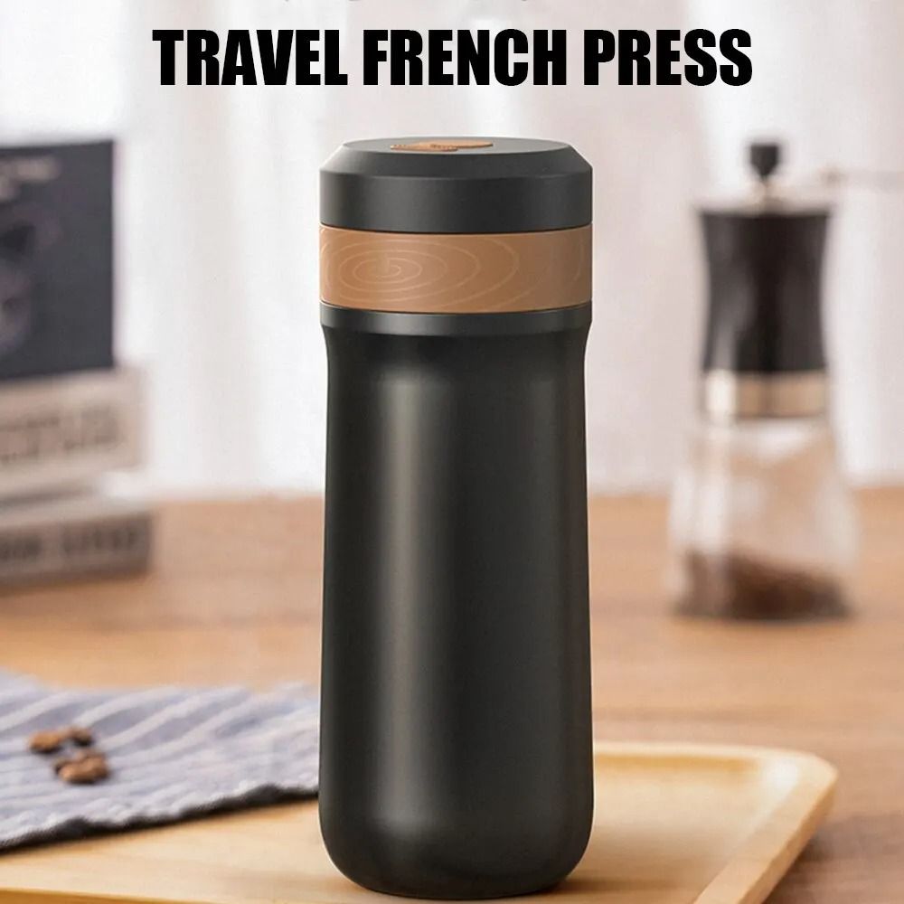 Stainless Steel French Press Coffee Maker with Double-Layer Filter and Vacuum Insulation