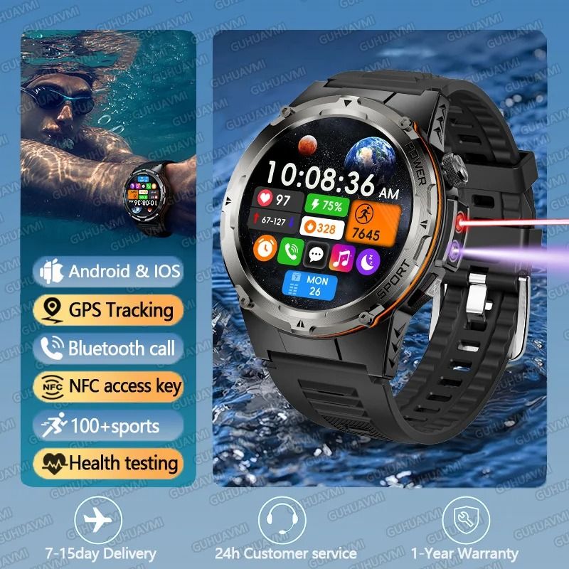 TitanCore GPS Military Smart Watch NFC Bluetooth Call Waterproof Sports Watch
