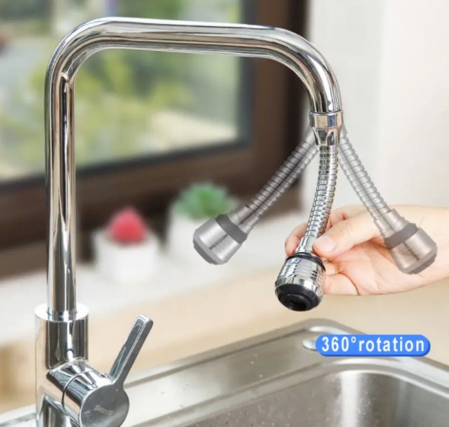 Rotable Foaming Faucet Extender - Stainless Steel Elastic, Rotation for Kitchen & Bathroom