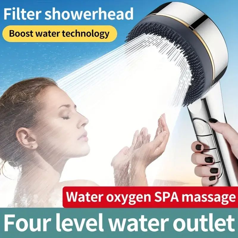 High Pressure Handheld Shower Head 4 Mode Adjustable Bathroom Set
