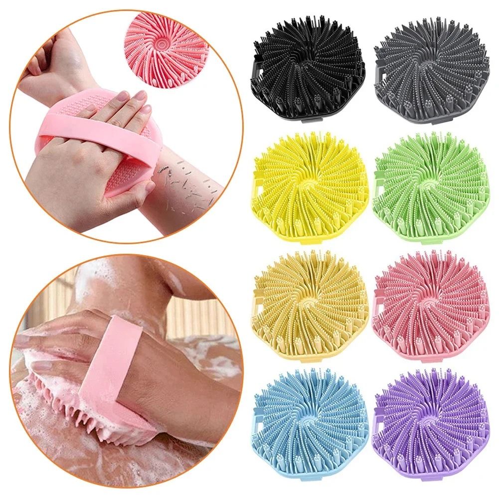 Silicone Body Scrubber Shower Brush with Non Slip Hand Strap