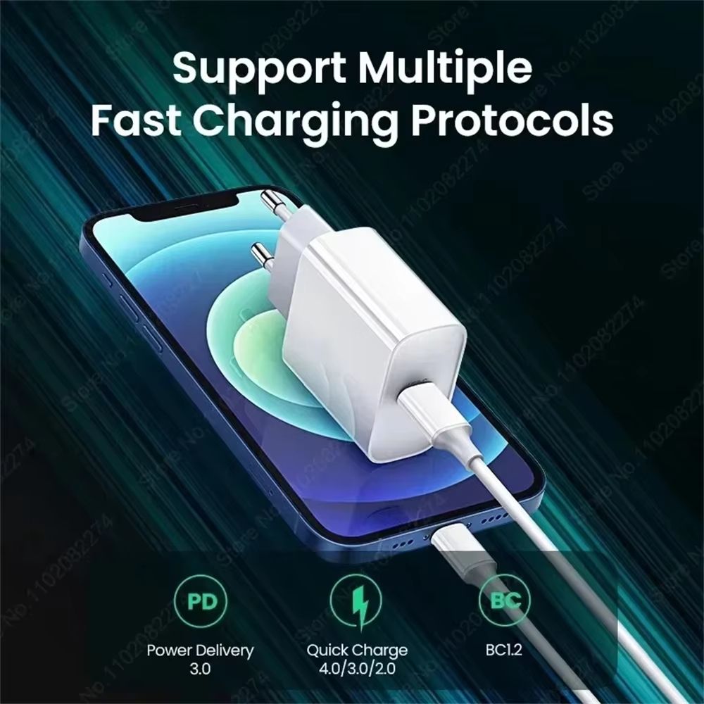 PD 40W Fast Charger for iPhone 14/13/12/11/15/16 Pro Max – USB-C Fast Charging Cable