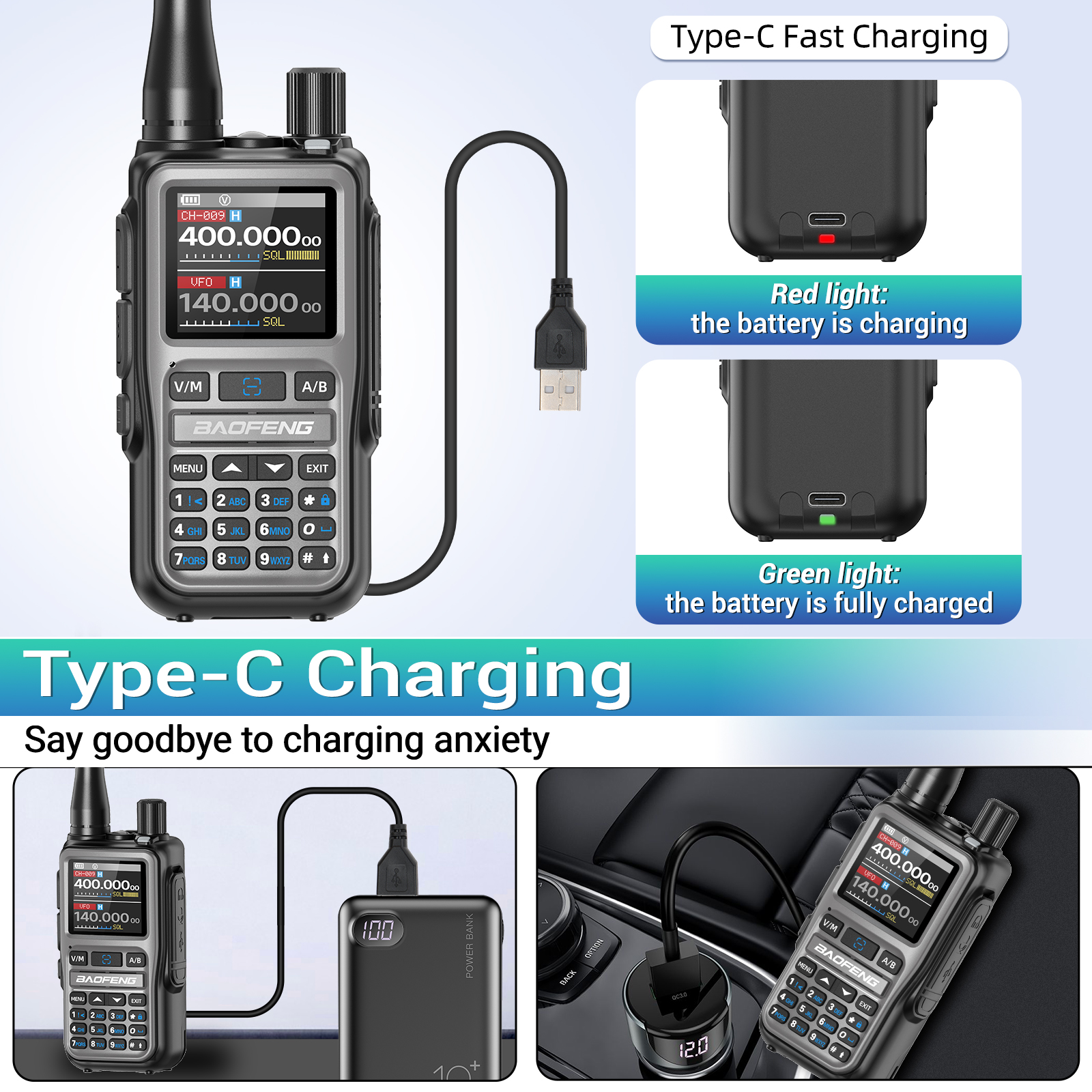 Mini Walkie Talkie Bluetooth Programmable Ham Radio with Dual PTT Long Range Communication