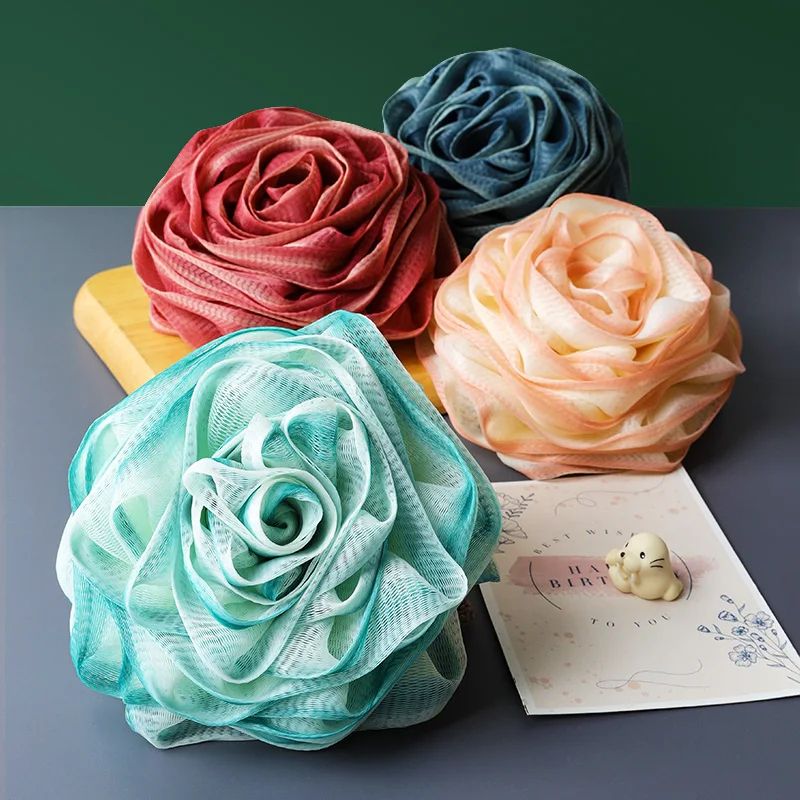 Rose Mesh Bath Sponge Exfoliating Shower Loofah Soft Body Cleaning Puff