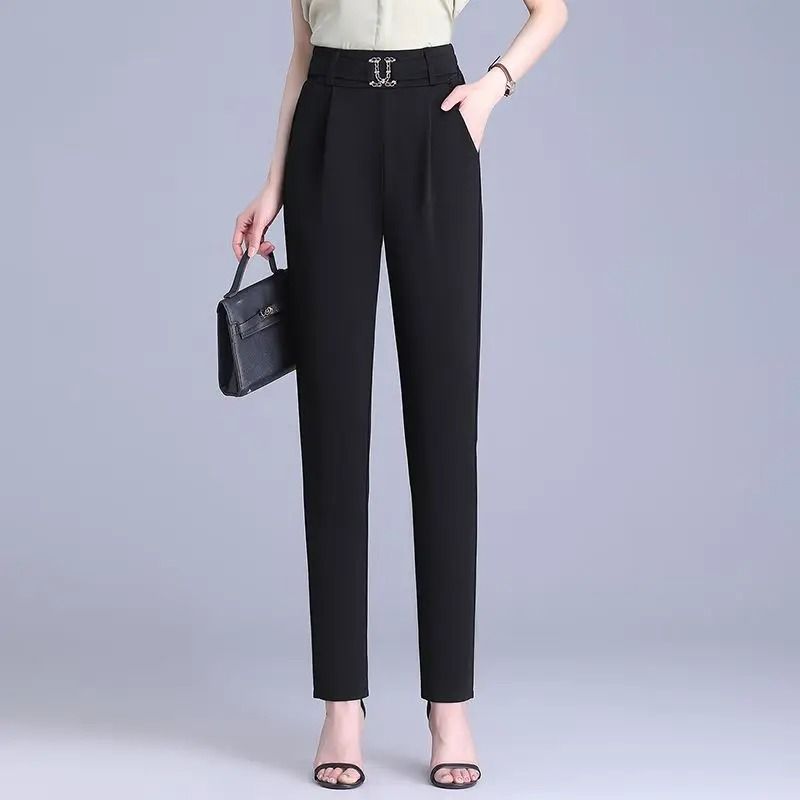 High-Waisted Small-Foot Suit Pants Women Stretch-Slim All-Match Draped Slim-Fitting Trousers