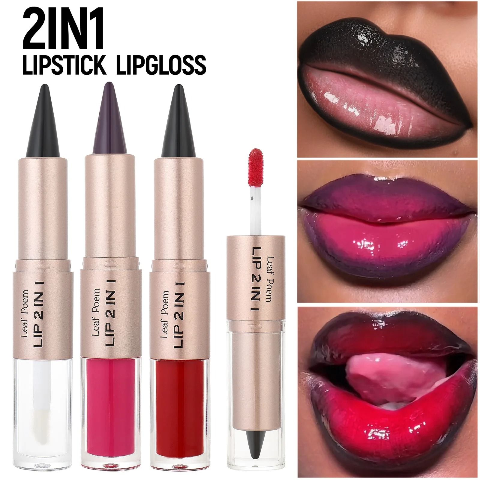 2-in-1 Plumping Lip Contour & Glaze | Double-Head Crystal Lip Gloss Set