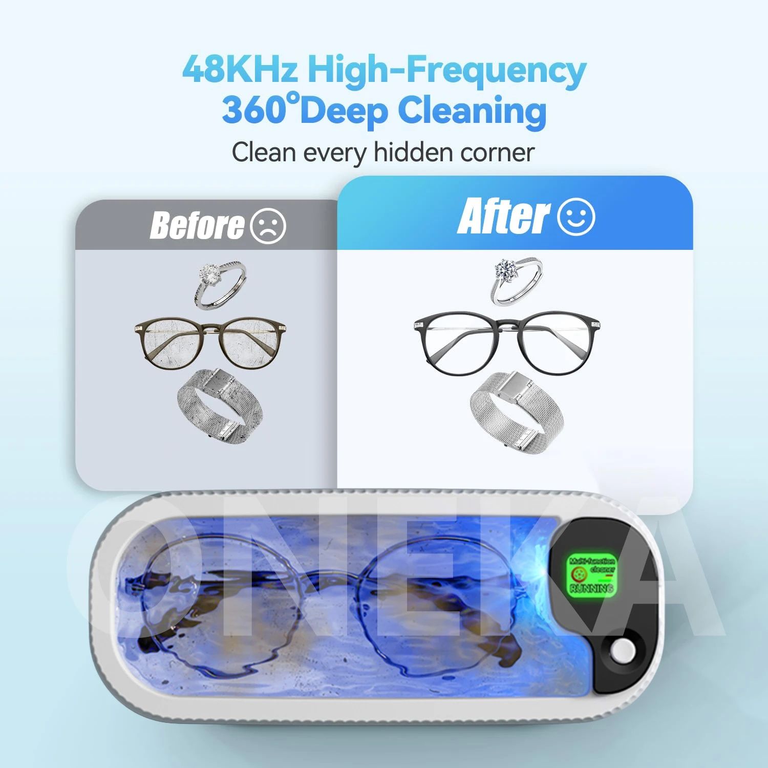 360° Deep Clean Ultrasonic Jewelry Cleaner – Portable USB Eyeglasses Cleaner Machine for Rings, Watches & More