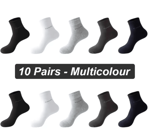 Mens Bamboo Fiber Socks 10 Pair Breathable Antibacterial Casual and Business Set EU 38 46