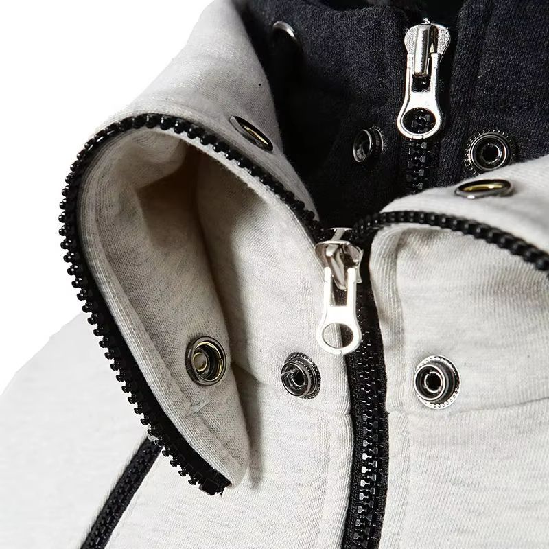 Urban Slim-Fit Fleece Bomber Jacket with Scarf-Style Stand Collar