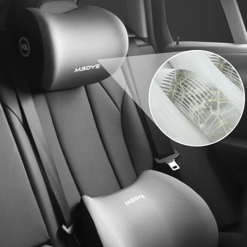 Car Seat Memory Foam Lumbar Shoulder Support Cushion Pillow for Comfortable Driving and Back Relief
