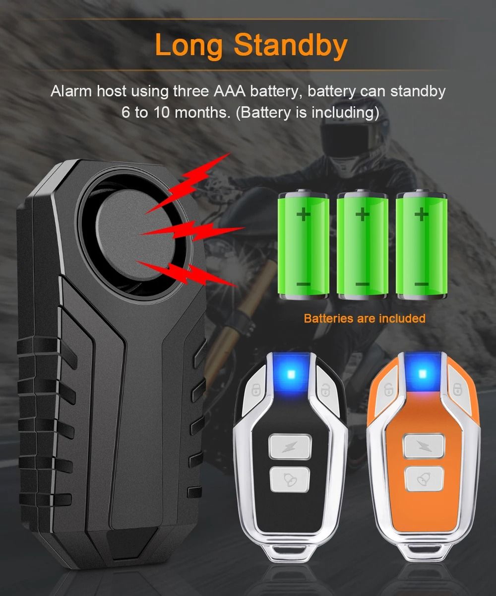 Wireless Motorcycle Bike Vibration Alarm IP55 Waterproof Remote Anti Theft System