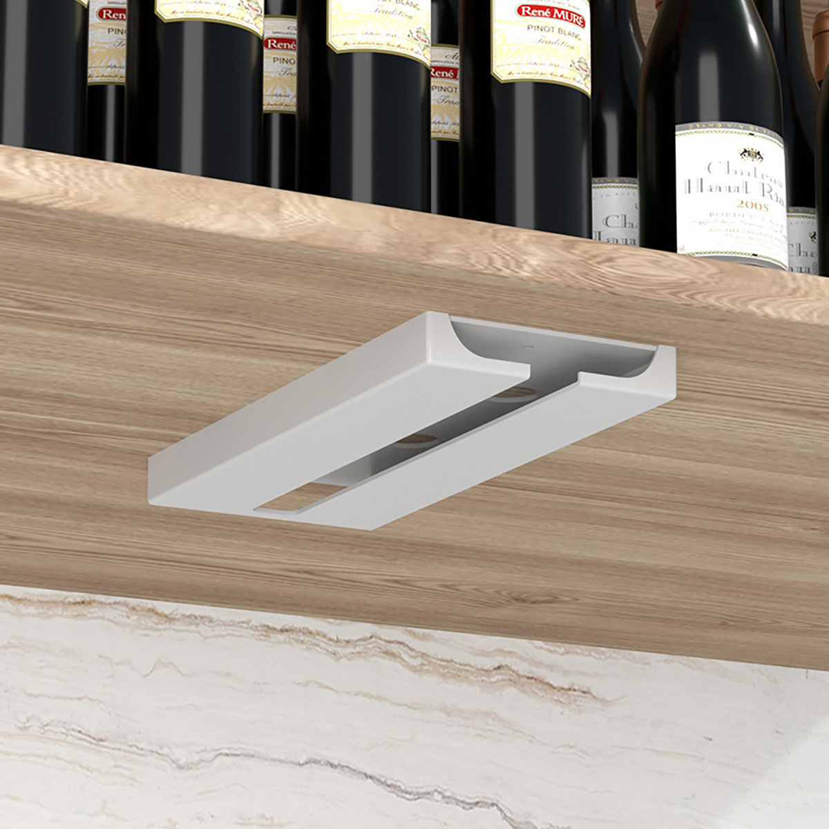 Under Cabinet Wine Glass Holder Space Saving Hanging Rack for Stemware
