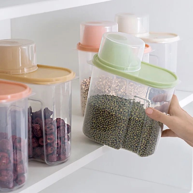 Household Kitchen Grain and Food Storage Box with Measuring Cup