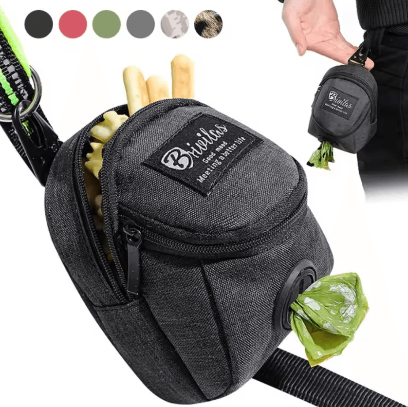 Portable Dog Training Treat Pouch – Hands-Free Waist Bag with Poop Bag Dispenser