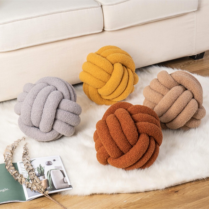 Nordic Aesthetic Knot Globe Plush Cushion Decorative Throw Pillow Soft Sleeping Back Cushion Sofa Stuffed Ball Decor