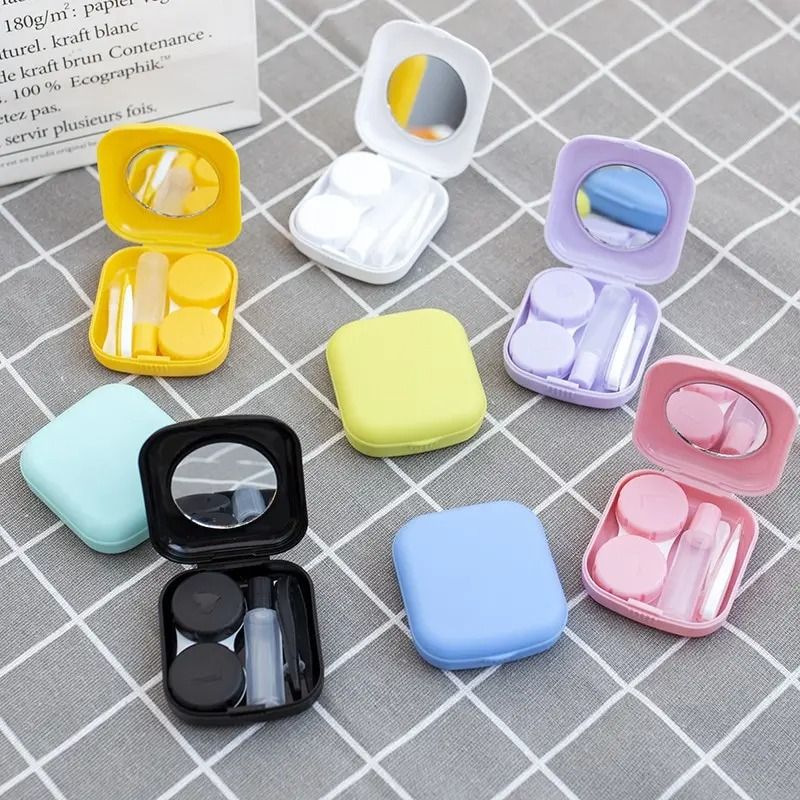 Color Contact Lens Case Set with Mirror and Soak Storage Bag