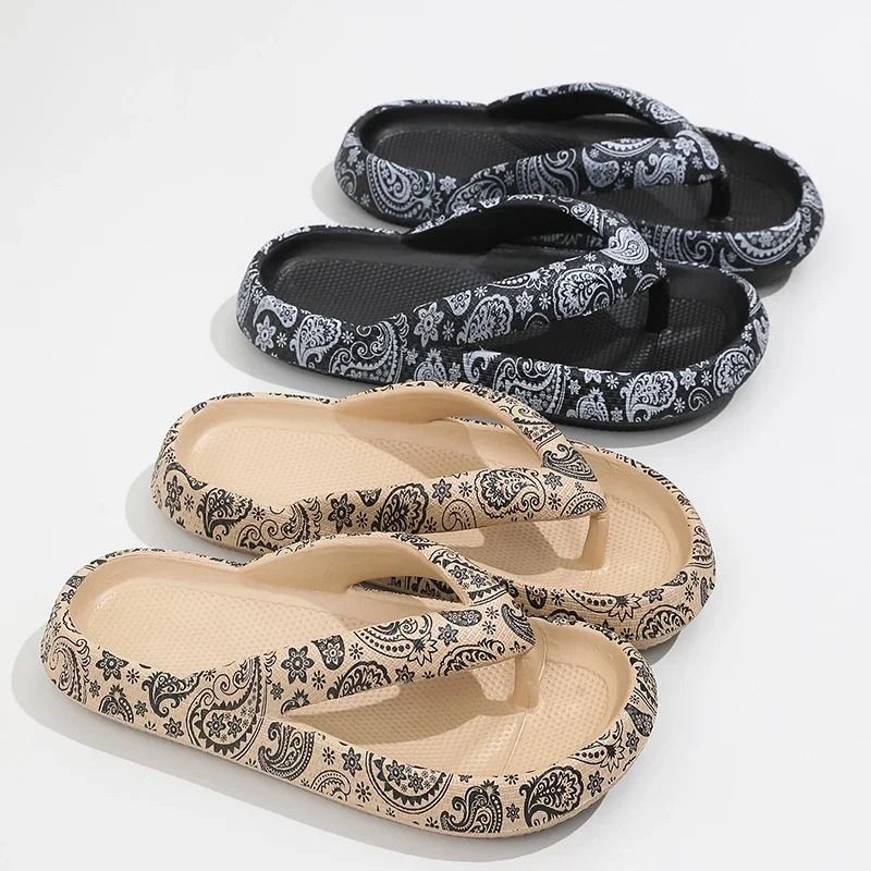 Summer New Women Sandals Comfort Flip-Flop Leopard Soft Thick-Soled Cloud Slippers