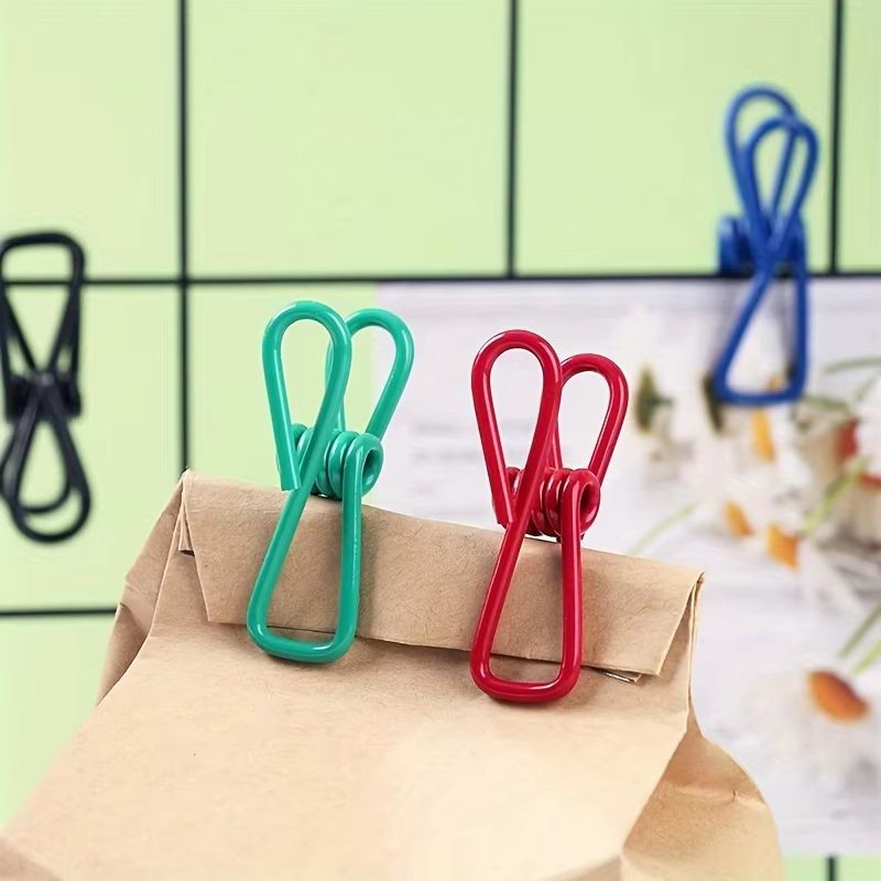10 Piece PVC Coated Steel Clips for Sealing Food Bags Chips Durable Kitchen and Dining Accessories