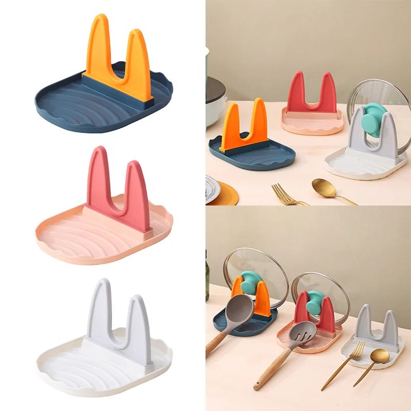 Pan Lid and Spoon Rest Holder Kitchen Utensil Stand
