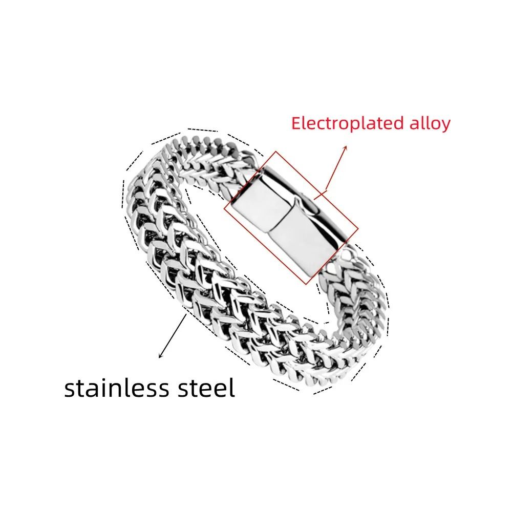 Stainless Steel Braided Magnetic Buckle Bracelet Fish Scale Design