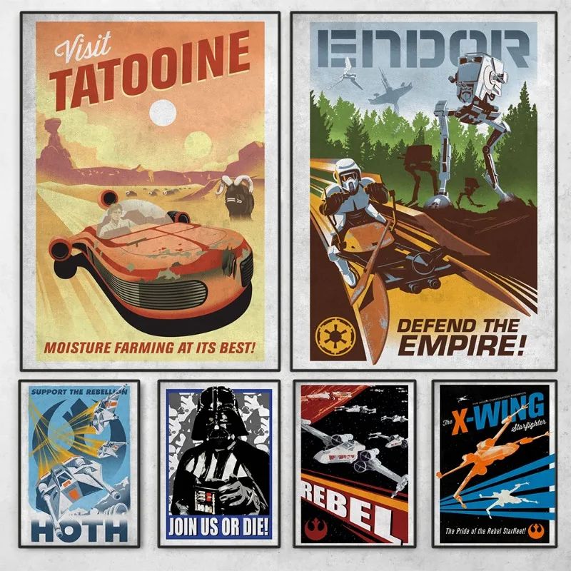 Galactic Retro Space Poster Vintage Sci Fi Wall Art Canvas Home Decor