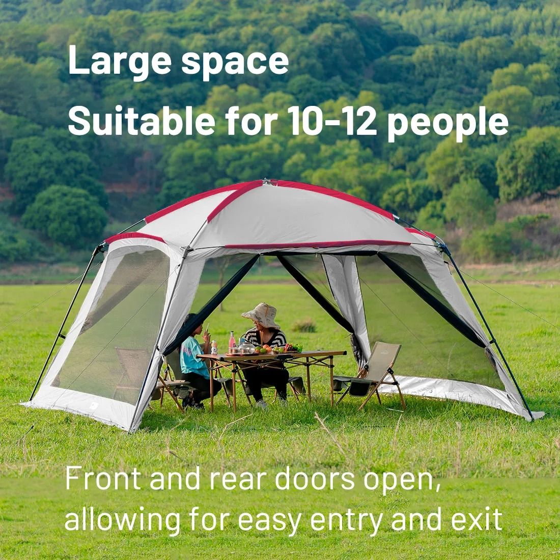 Extra-Large Mesh Party Tent | 6–15 Person Rainproof Sunshade Canopy