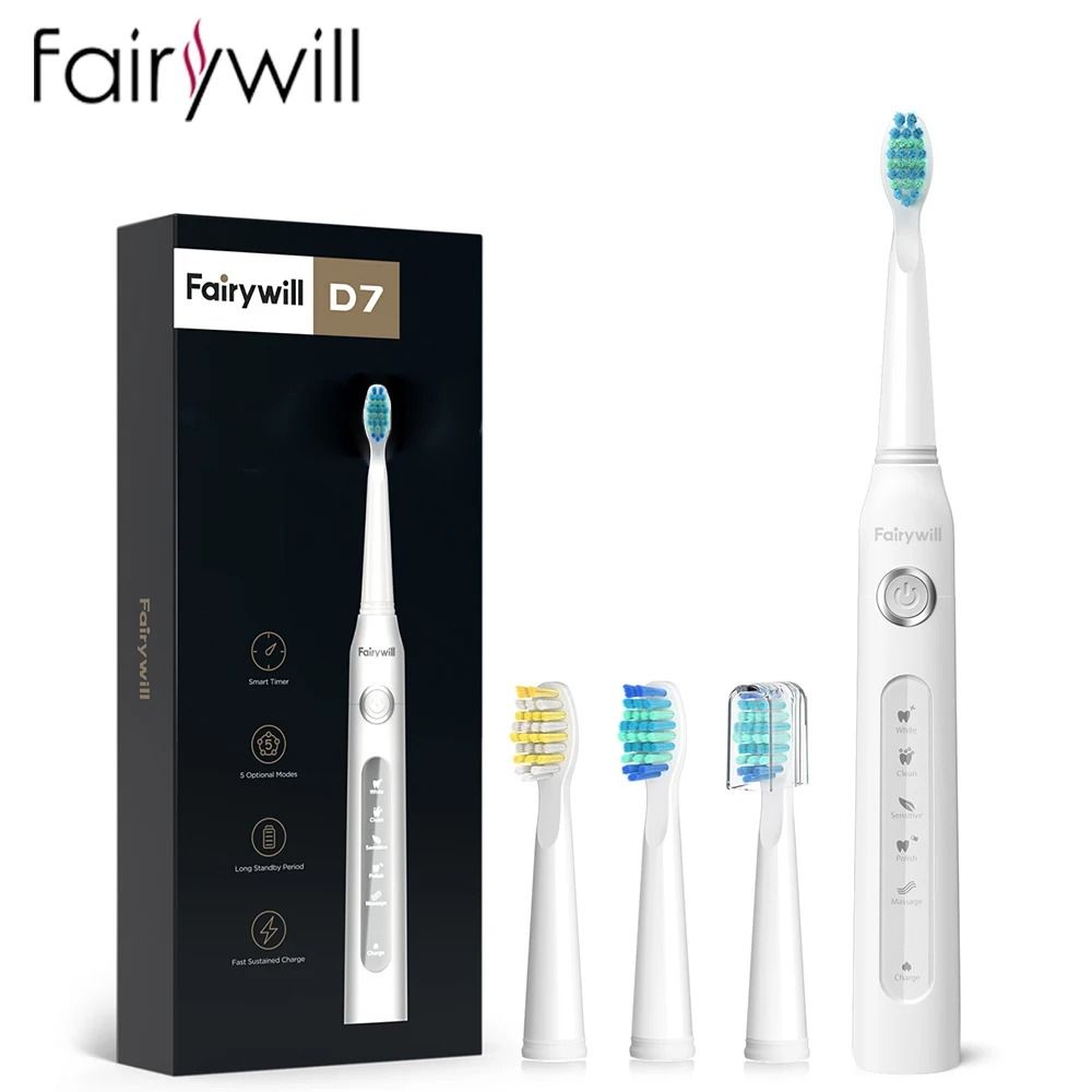 Electric Sonic Toothbrush Rechargeable Waterproof with Replacement Heads