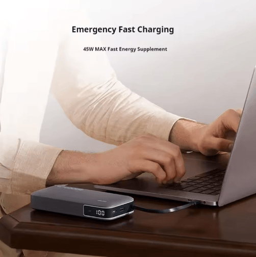 CUKTECH CP25 20000mAh 55W Two-Way Fast Charging Power Bank with Built-In Cable