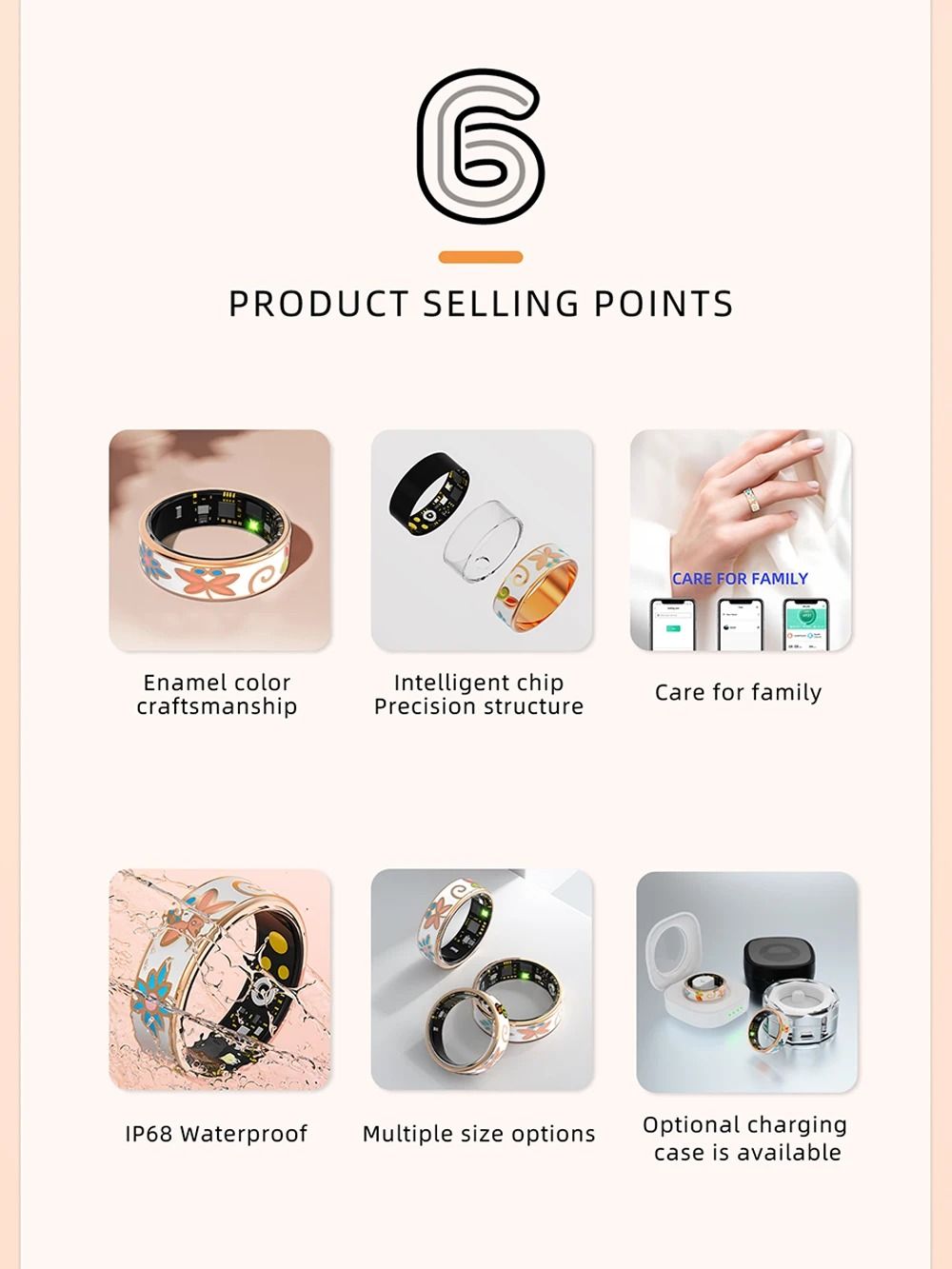 Smart Ring with Enamel Craft for Women Sleep Monitoring and Fitness Tracking