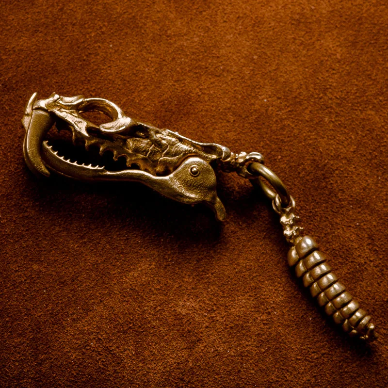 Vintage Copper Snake Keychain Pendant Retro Tail Charm Accessory