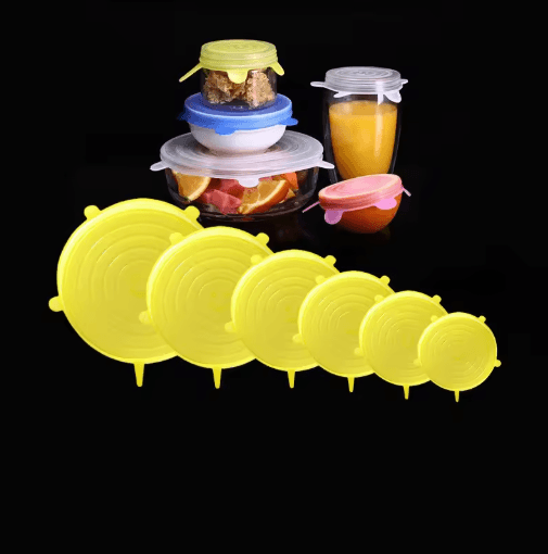 6-Piece Silicone Stretch Lids Reusable Fresh-Keeping Food Bowl Covers