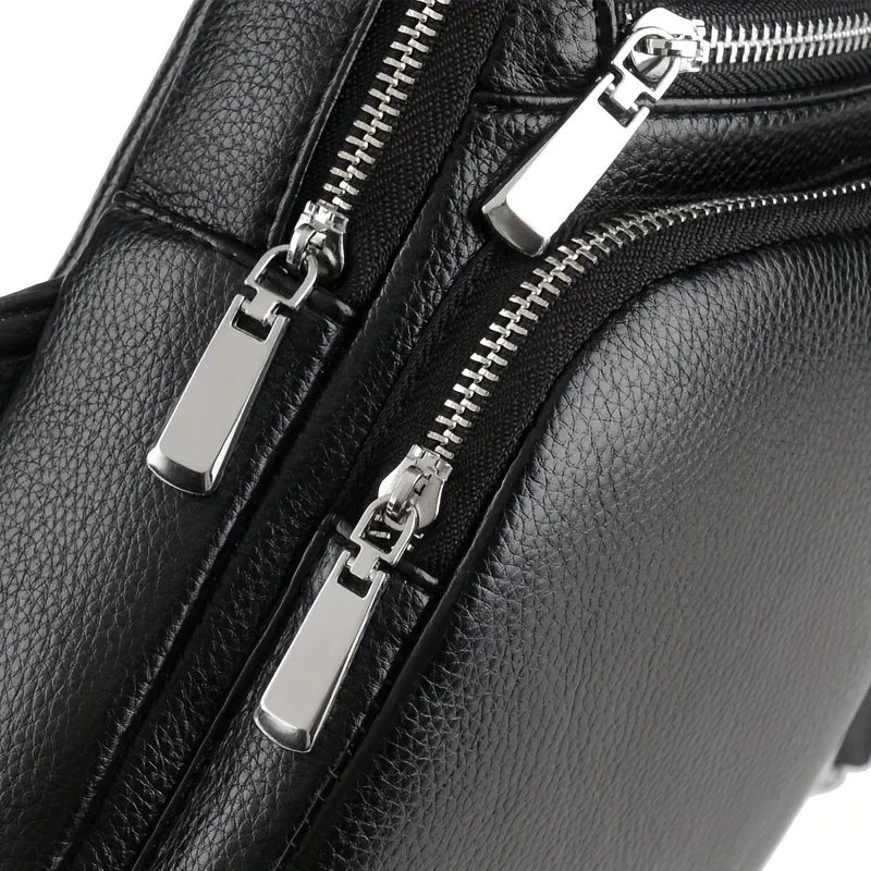 Mens Vintage PU Leather Sling Bag Large Capacity Crossbody Chest Bag