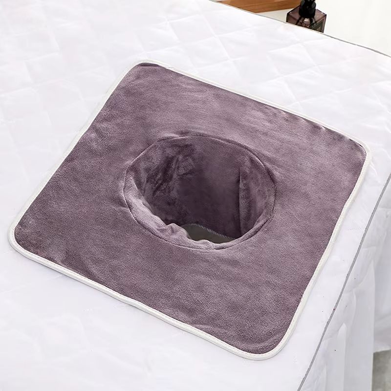 Thickened Beauty SPA Massage Table Face Towel with Hole, 13.8x13.8 in (35x35 cm)