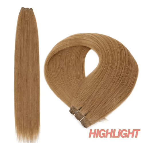 32-Inch Ombre Straight Synthetic Hair Bundle, 200g High-Temperature Fiber (27/613, Brown, Grey, M618)