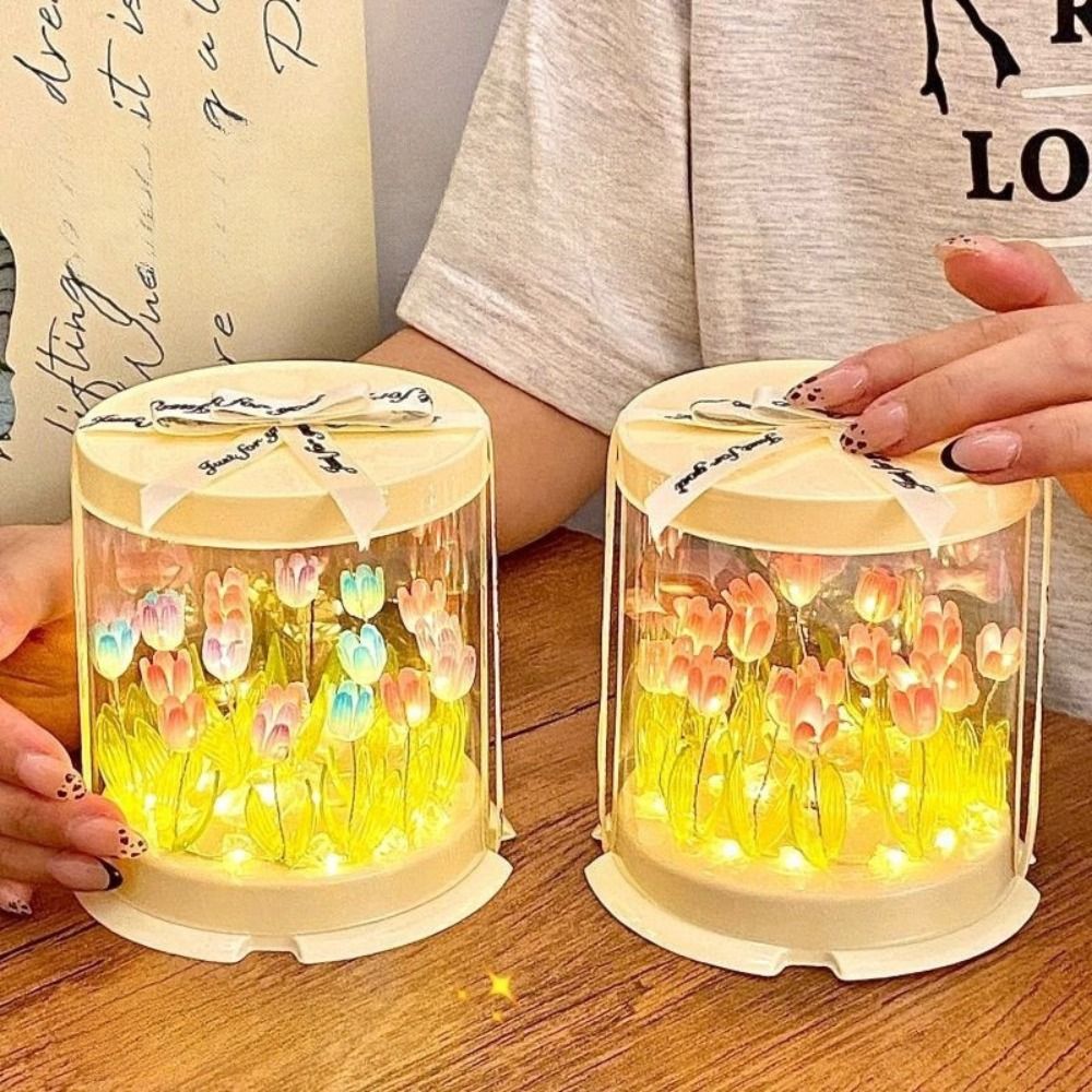 Handmade Unfinished Products Mini Tulip Night Lamp Cute DIY Tulip Night Light Small Night Light Birthday Gift